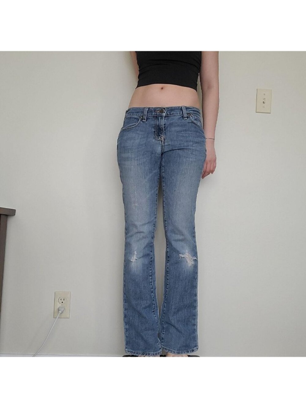 Old Navy Y2K Low Rise Distressed Damaged Bootcut Denim Jeans (2)